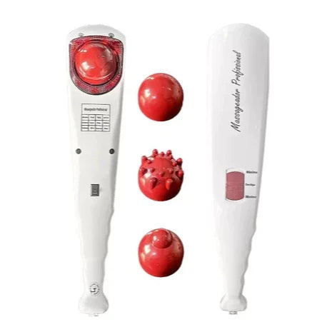 Massageador Manual Infravermelho Vibratório Percussão com Ponteiras para Diversificação de Massagens