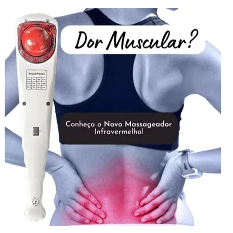 Massageador Manual Infravermelho Vibratório Percussão com Ponteiras para Diversificação de Massagens