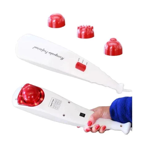 Massageador Manual Infravermelho Vibratório Percussão 6 Ponteiras