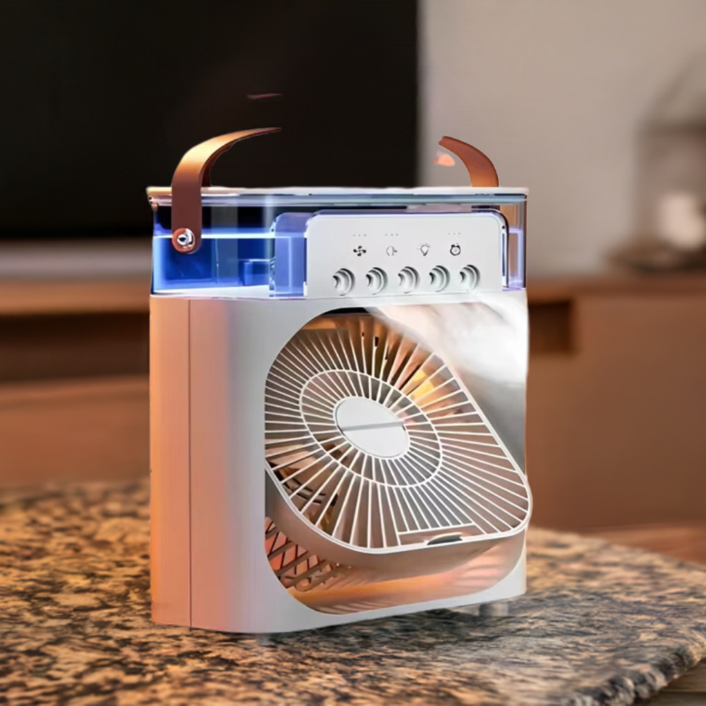Ventilador, Umidificador de Ar - Portátil, Com Led e Reservatório de Água Embutido