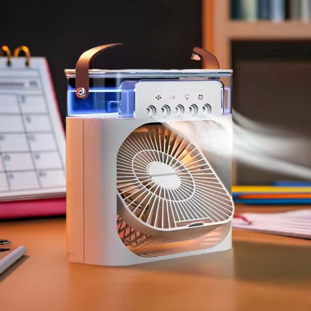 Ventilador, Umidificador de Ar - Portátil, Com Led e Reservatório de Água Embutido