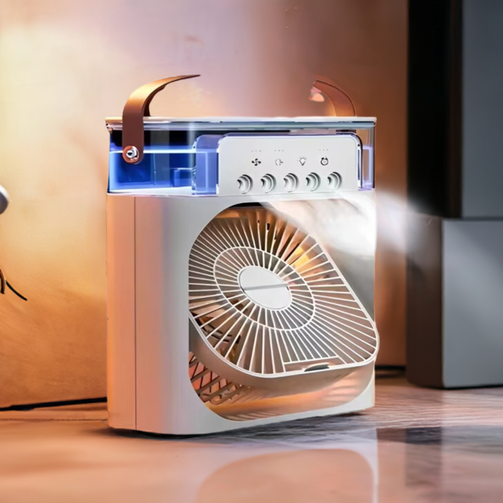 Ventilador, Umidificador de Ar - Portátil, Com Led e Reservatório de Água Embutido