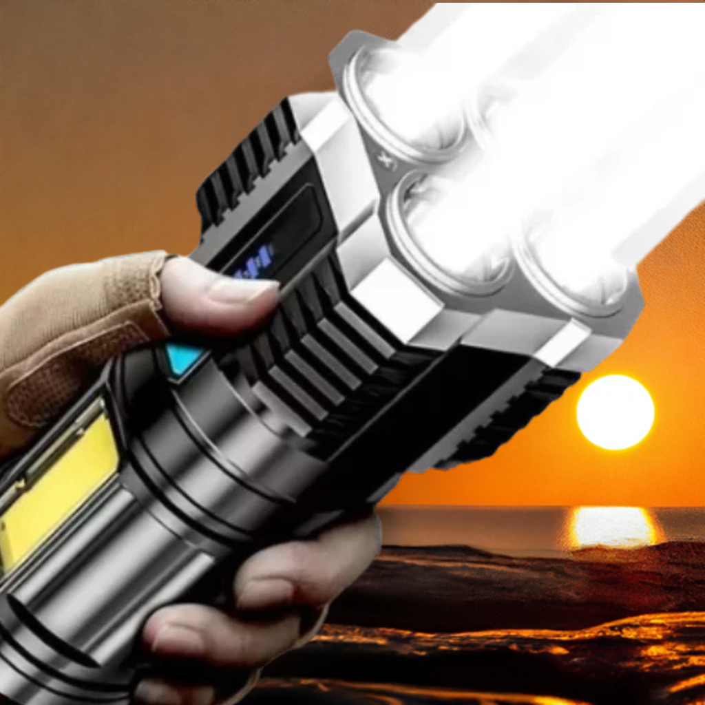 Lanterna com Luz LED Multi-Funcional, Portátil, USB Recarregável, 5 em 1-Ultra Brilhante