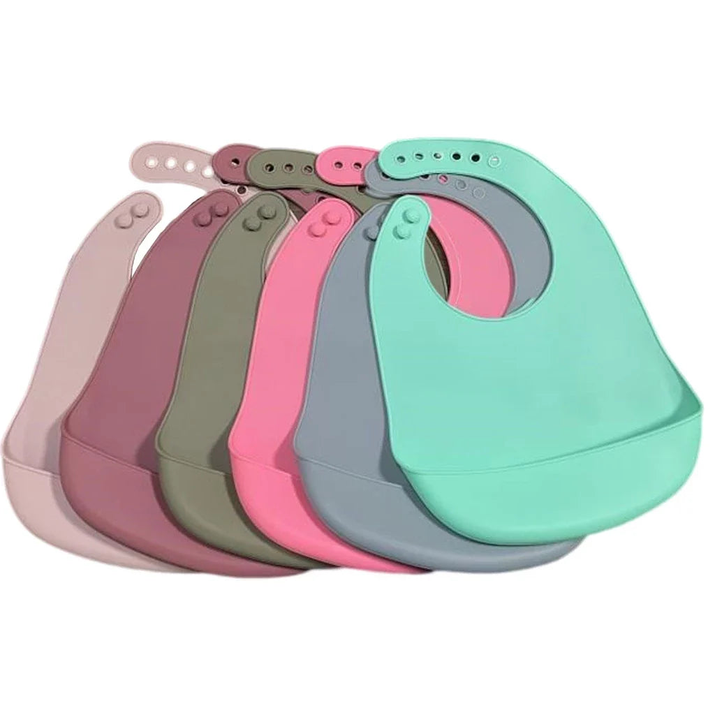 Babador de Silicone para Bebês com Bolso Pega Migalhas e Impermeável
