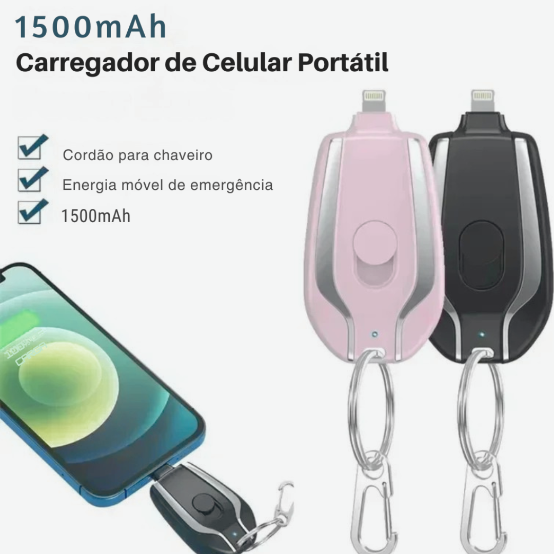 Carregador de Celular Portatil Estilo Chaveiro - para Android e Iphone