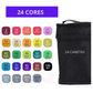 Kit de Canetas com 24 Cores para Pintar, Fazer Trabalhos Artísticos e para Estudantes Compor Seu Material Escolar