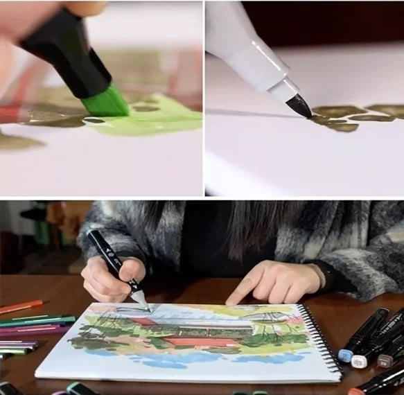Kit de Canetas com 24 Cores para Pintar, Fazer Trabalhos Artísticos e para Estudantes Compor Seu Material Escolar