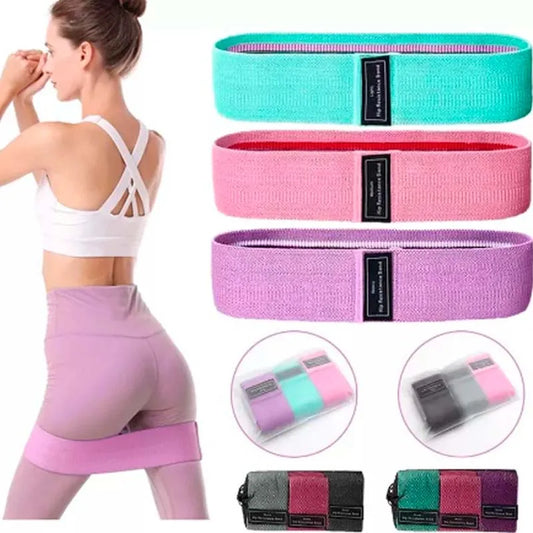 Kit 3 Faixas Elástica de Resistência para Yoga, Pilates e Treino Academia