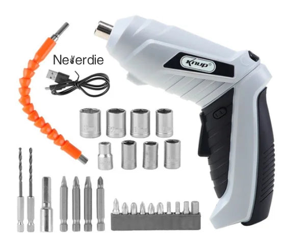 Parafusadeira, Sem Fio, Portatil e Recarregavel com 32 Ponteiras + Maleta com Acessorios