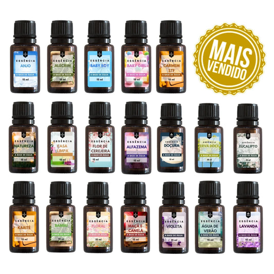 Kit 5 Essências Concentradas 15ml Para Umidificador de Ambiente - A Base de Água