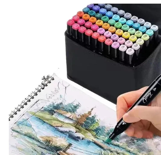Kit de Canetas com 60 Cores para Pintar, Fazer Trabalhos Artísticos e para Estudantes Compor Material Escolar