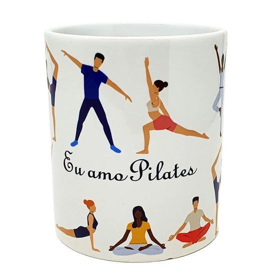 Caneca Branca-Exercícios: EU AMO PILATES