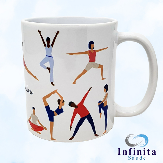 Caneca Branca-Exercícios: EU AMO PILATES