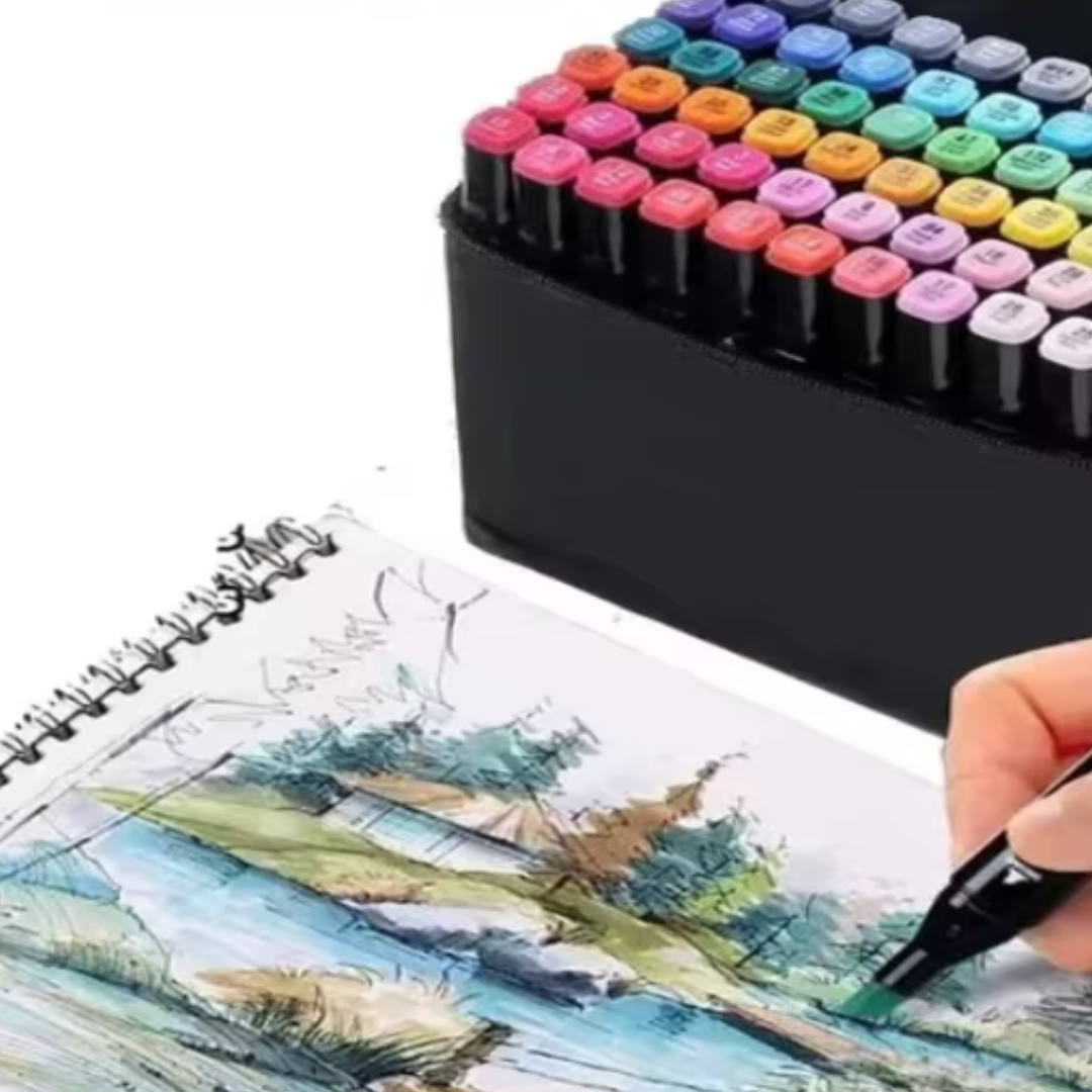 Kit de Canetas com 24 Cores para Pintar, Fazer Trabalhos Artísticos e para Estudantes Compor Seu Material Escolar