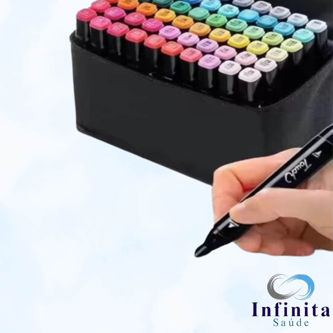 Kit de Canetas com 24 Cores para Pintar, Fazer Trabalhos Artísticos e para Estudantes Compor Seu Material Escolar