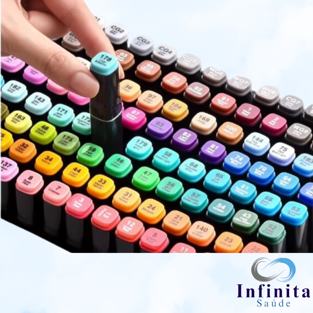 Kit de Canetas com 60 Cores para Pintar, Fazer Trabalhos Artísticos e para Estudantes Compor Material Escolar