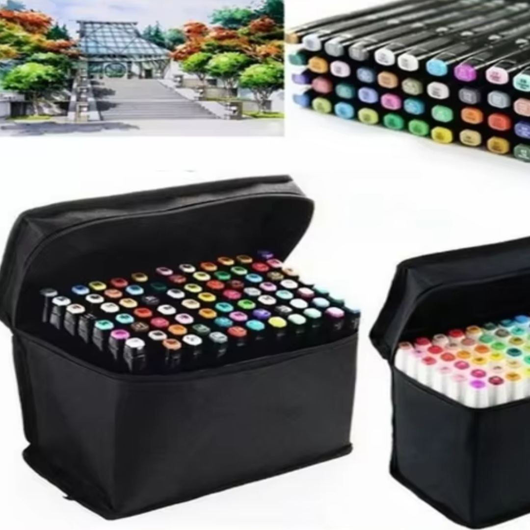 Kit de Canetas com 60 Cores para Pintar, Fazer Trabalhos Artísticos e para Estudantes Compor Material Escolar