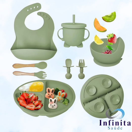 kit 8 Peças de Silicone para Alimentação de Bebês