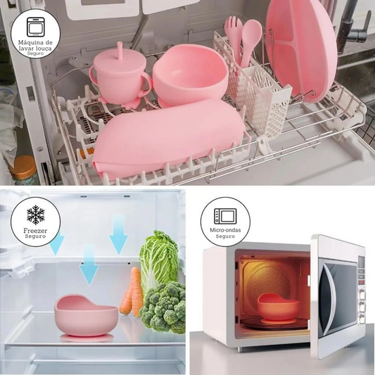kit 8 Peças de Silicone para Alimentação de Bebês