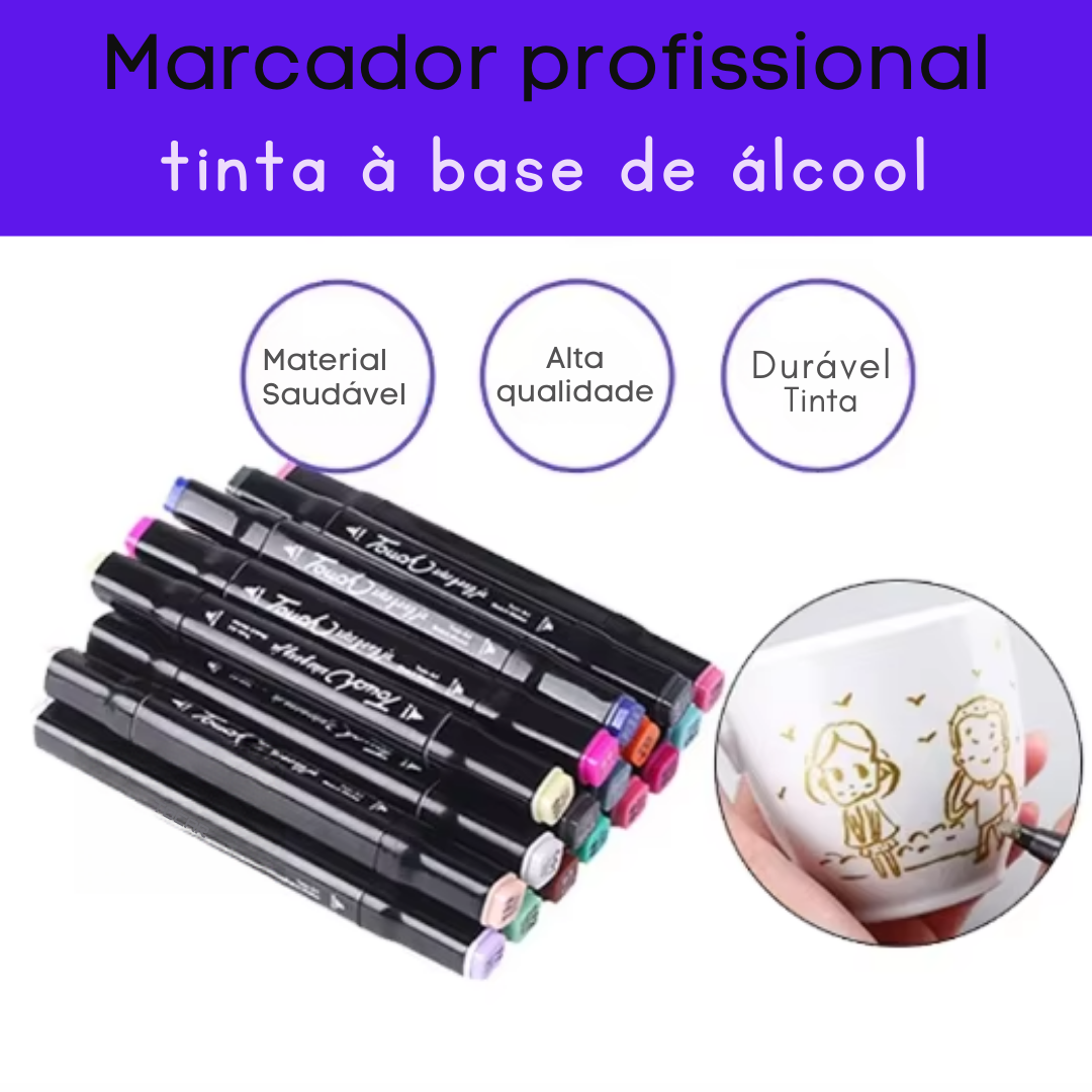 Kit de Canetas com 24 Cores para Pintar, Fazer Trabalhos Artísticos e para Estudantes Compor Material Escolar