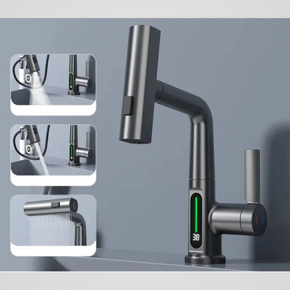 Torneira, com Misturador e Pulverizador para pia com agua quente e fria - Possui display digital