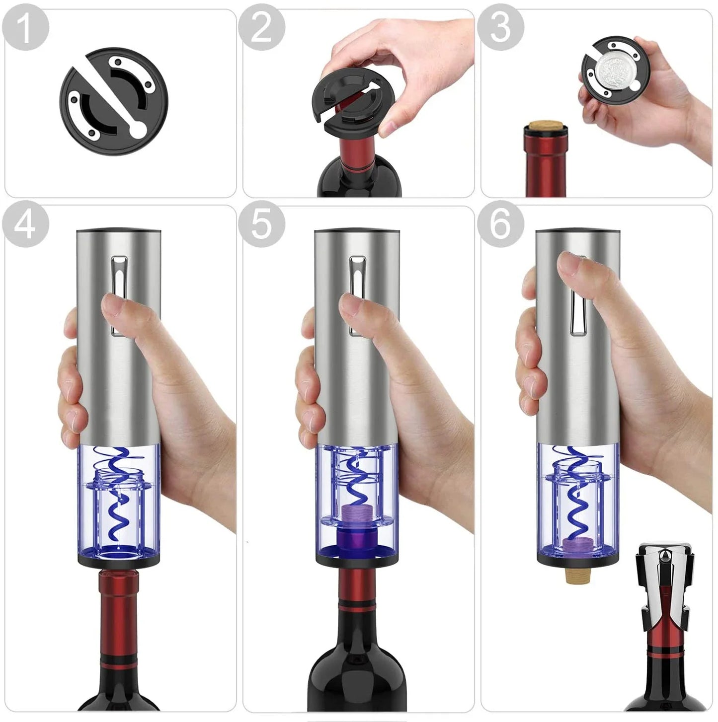 Conjunto: Abridor de Vinho Eletrico, 4-em-1
