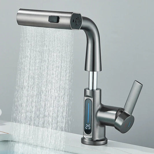 Torneira, com Misturador e Pulverizador para pia com agua quente e fria - Possui display digital