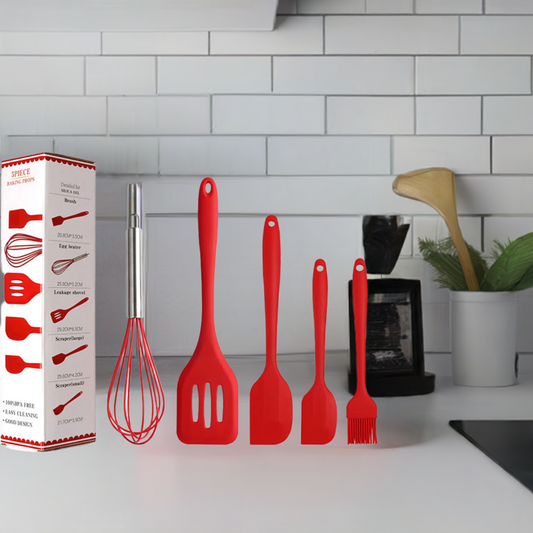 Kit de 5 Utensílios de Cozinha - Cores Sortidas - Design Resistente e Moderno